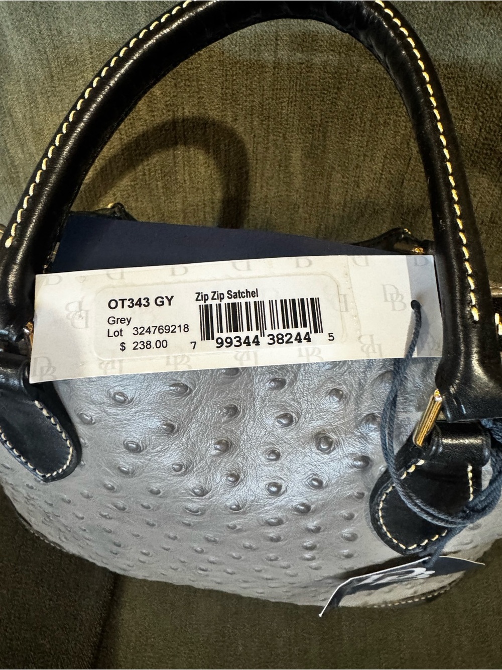 Zip Zip Satchel in Grey with Black Handles